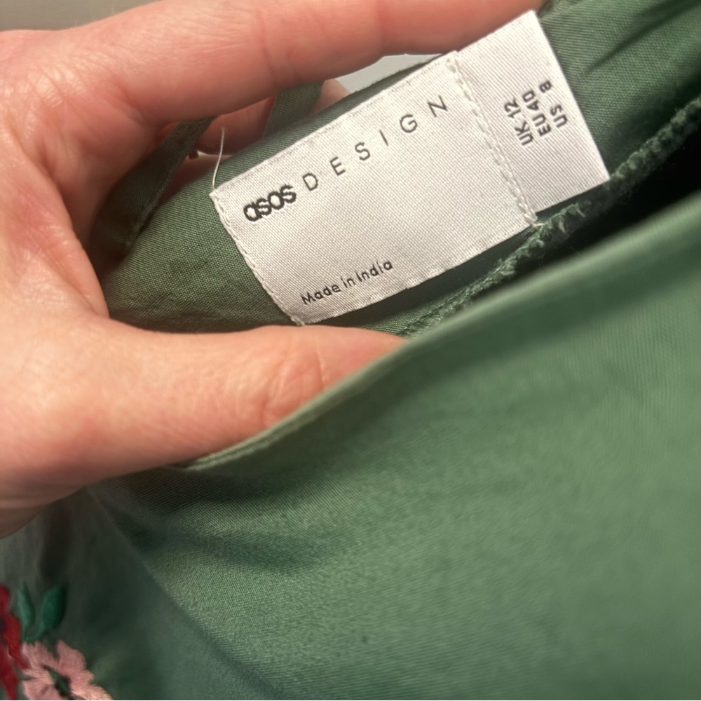 ASOS Green Dress with Pink Floral Detail - Picture 12 of 14